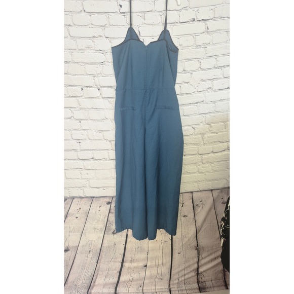 Tutufeel Teal Blue Wide Leg Jumpsuit Womens Medium Sleeveless V-Neck - Picture 5 of 6